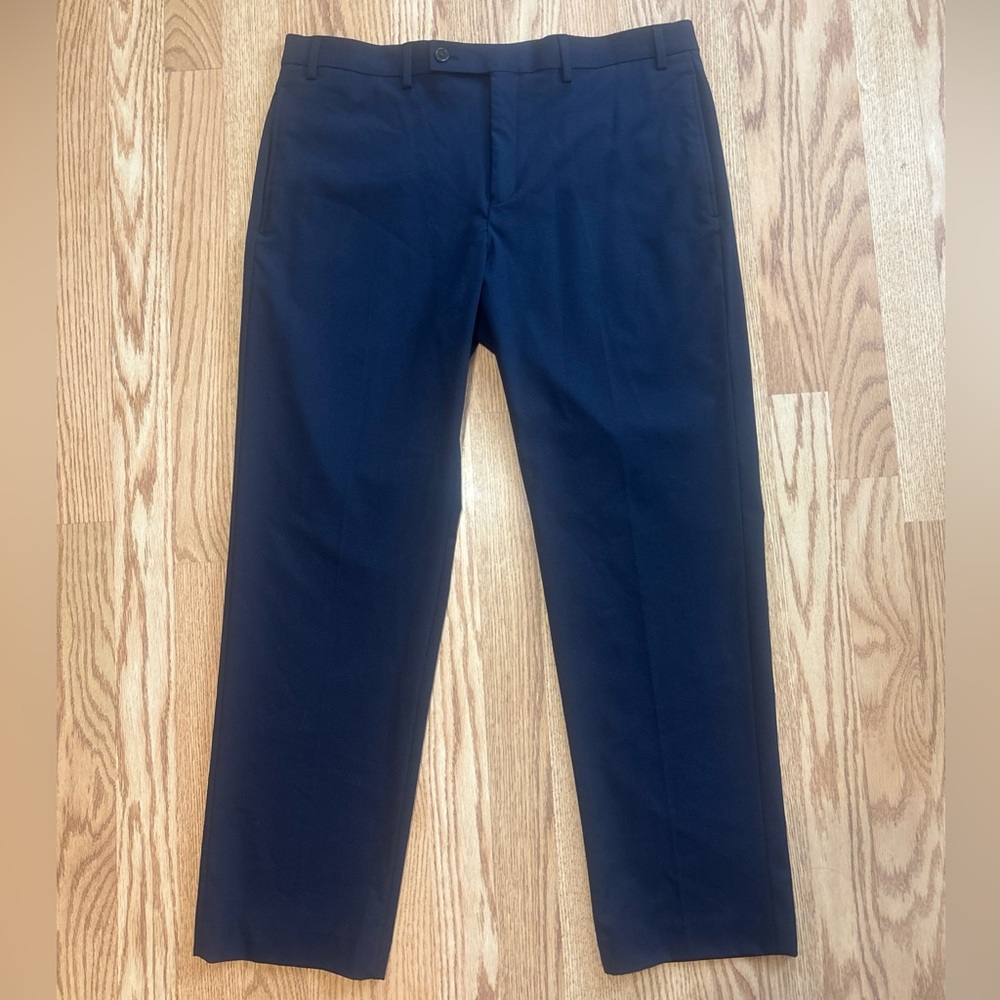 Lauren Ralph Lauren Pants Mens 36x30 Navy Solid Dress Flat Front Straight Leg
